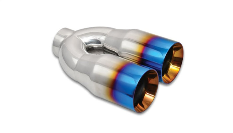 Vibrant Dual 3.5" Round Stainless Steel Tips With Burnt Blue Finish 1339B Photo - Primary