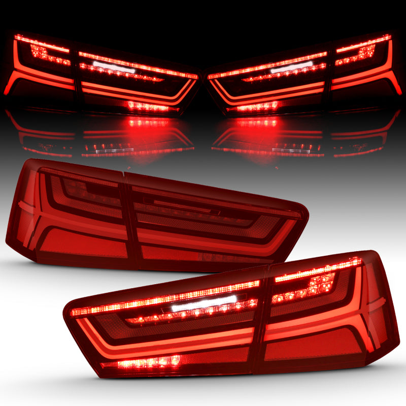 ANZO 2012-2018 Audi A6 LED Taillight Black Housing Red/Clear Lens 4 pcs (Sequential Signal) 321353 321353 Photo - Unmounted