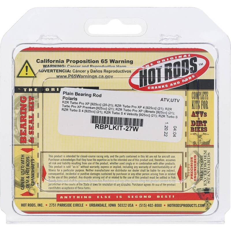 Hot Rods 2009 Polaris Sportsman 850 XP, INTL 850cc Plain Bearing Rod RBPLKIT-27W RBPLKIT-27W Photo - Primary
