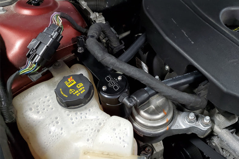 J&L 13-19 Ford Fusion 1.5L EcoBoost Oil Separator 3.0 Passenger Side - Black Anodized 3039P-B 3039P-B Photo - Mounted