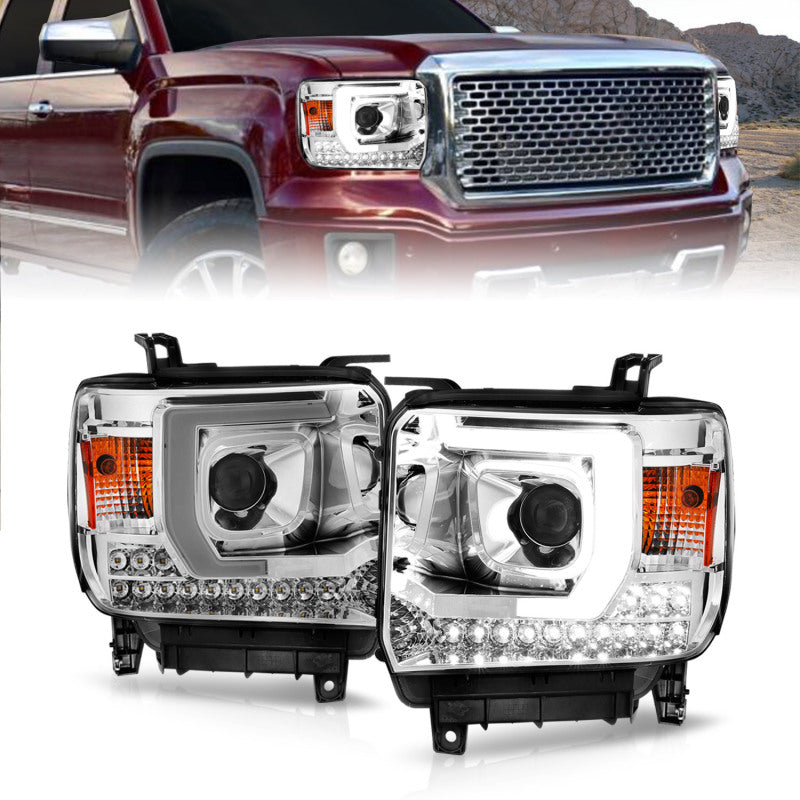 ANZO 14-15 GMC Sierra 1500/2500HD/3500HD Plank Style Projector Headlight - Chrome Housing 111553 111553 Photo - Primary