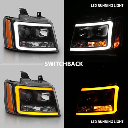 ANZO 07-14 Chevy Tahoe Projector Headlights w/ Plank Style Design Black w/ Amber 111402 111402 Photo - Primary