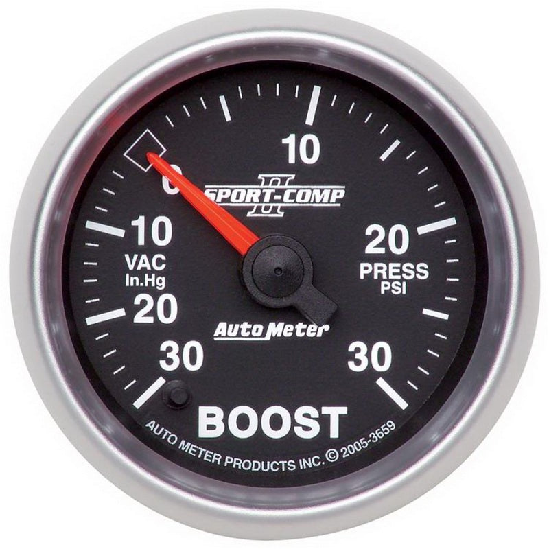 AutoMeter Sport-Comp II 52mm Full Sweep Electronic 30 In Hg-Vac/30 PSI Vacuum/Boost Gauge 3659 3659 Photo - Primary
