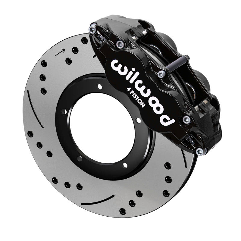 Wilwood 69-83 Porsche 911 Front Superlite Brake Kit 3.5in MT Drilled & Slotted - Black 140-16679-D