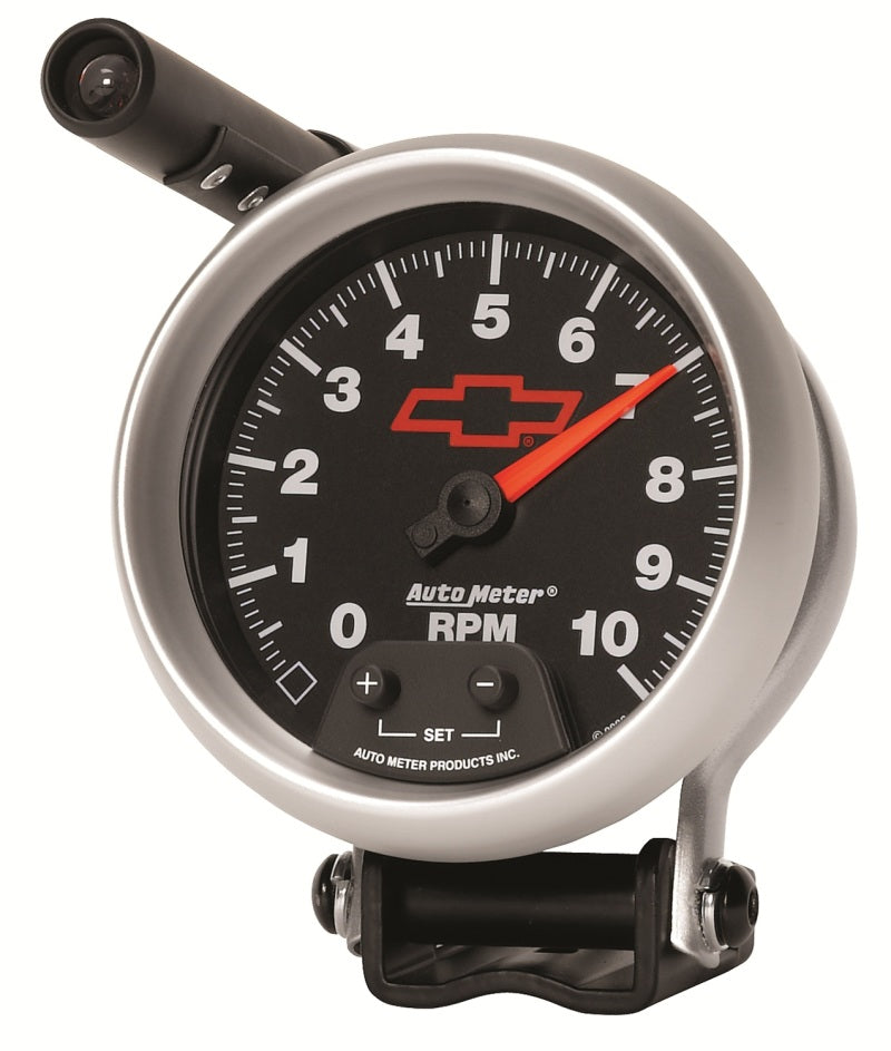 Autometer Tacho 3 3/4" 10k RPM Pedestal w Quick-Lite GM Bowtie Black 3690-00406 User 4