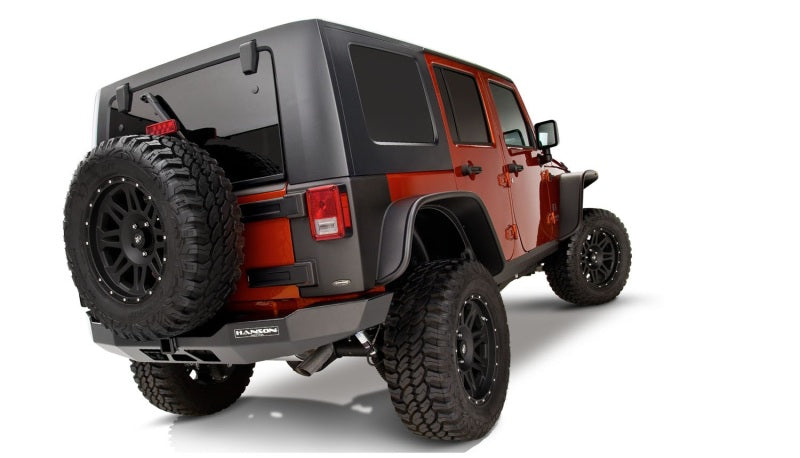Bushwacker 07-18 Jeep Wrangler Unlimited Flat Style Flares 4pc 4-Door Sport Utility Only - Black 10918-07 10918-07 Photo - Mounted