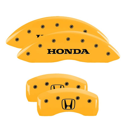 MGP 4 Caliper Covers Engraved Front Honda Engraved Rear H Logo Yellow finish black ch 20213SHOHYL 20213SHOHYL Photo - Primary