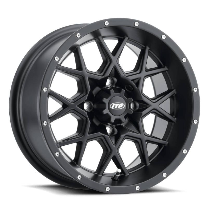 ITP Hurricane 12x7 / 4x137 BP / 5+2 Offset Matte Black Wheel 1228633536B 1228633536B Photo - Primary