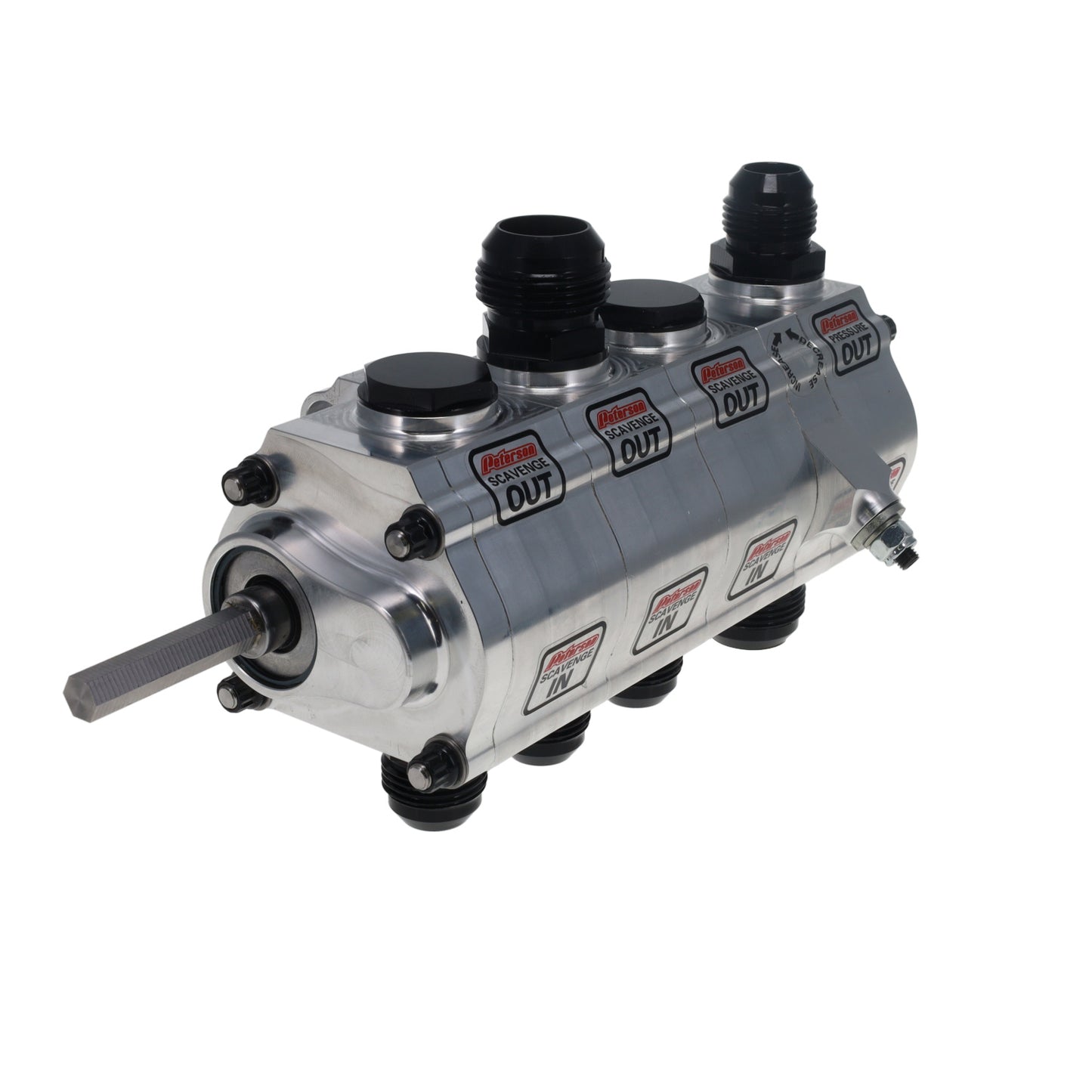 Peterson Fluid Systems R4 4-Stage Oil Pump - Left Side Mount - Rear Drive Drag 04-4064-HEX