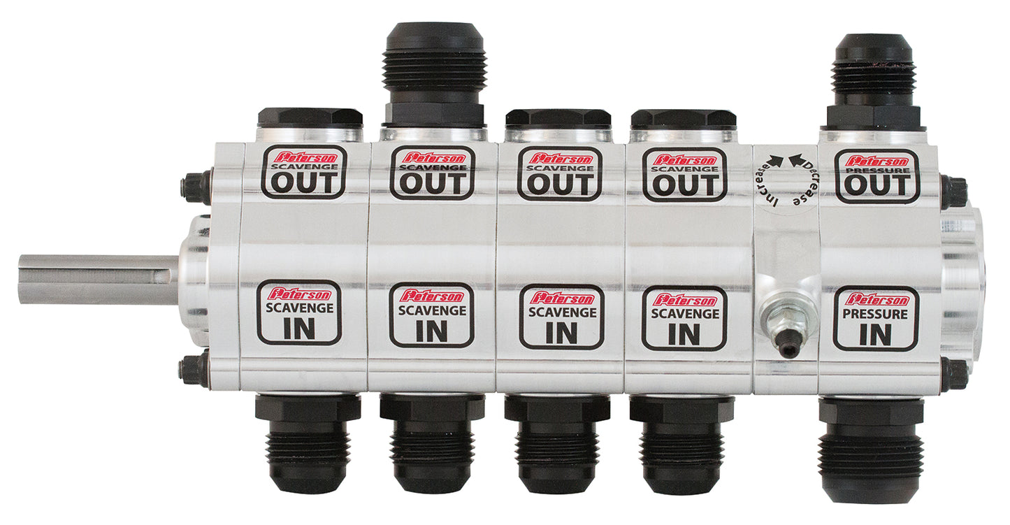 Peterson Fluid Systems R4 5-Stage Oil Pump - Left Side Mount - Rear Drive - Front Pressure 04-5005