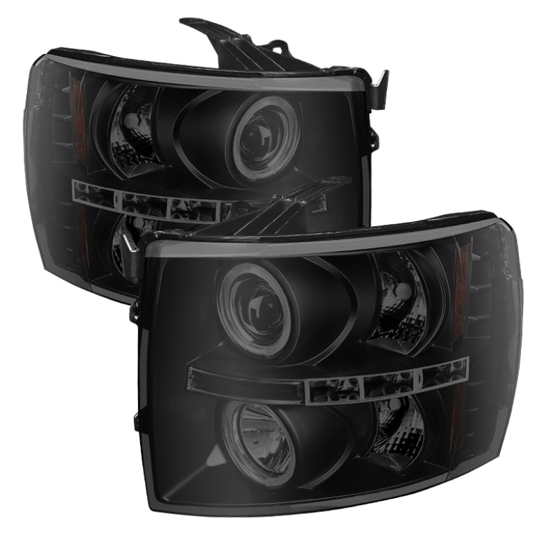 Spyder Chevy Silverado 1500/2500 07-13 Projector Headlights LED Halo LED Blk Smke PRO-YD-CS07-HL-BSM 5078322 5078322 Photo - Primary