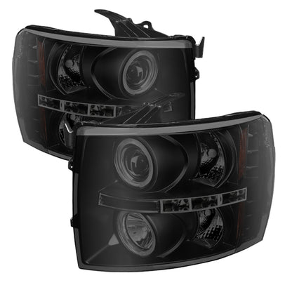 Spyder Chevy Silverado 1500/2500 07-13 Projector Headlights LED Halo LED Blk Smke PRO-YD-CS07-HL-BSM 5078322 5078322 Photo - Primary