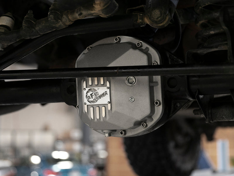 aFe 97-18 Jeep Wrangler TJ/JK Dana 30 Street Series Differential Cover w/ Machined Fins - Raw 46-71130A 46-71130A Photo - Mounted