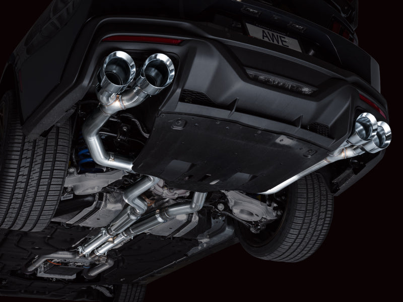 AWE Tuning AWE 2024 Ford Mustang Dark Horse S650 RWD Track Edition Catback Exhaust w/ Quad Chrome Silver Tips 3020-42375 3020-42375 Photo - Mounted