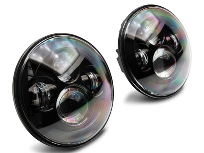 Raxiom 97-18 Jeep Wrangler TJ/JK Axial Series LED Daymaker Headlights- Black Housing (Clear Lens) J108042 J108042 Photo - Close Up