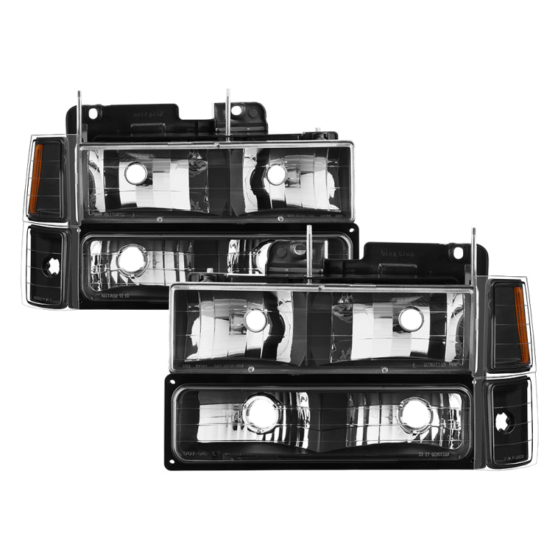 SPYDER Xtune Chevy Suburban 94-98 Headlights w/ Corner & Parking Lights 8pcs Black HD-JH-CCK88-AM-BK-SET 5072221 5072221 Photo - Primary
