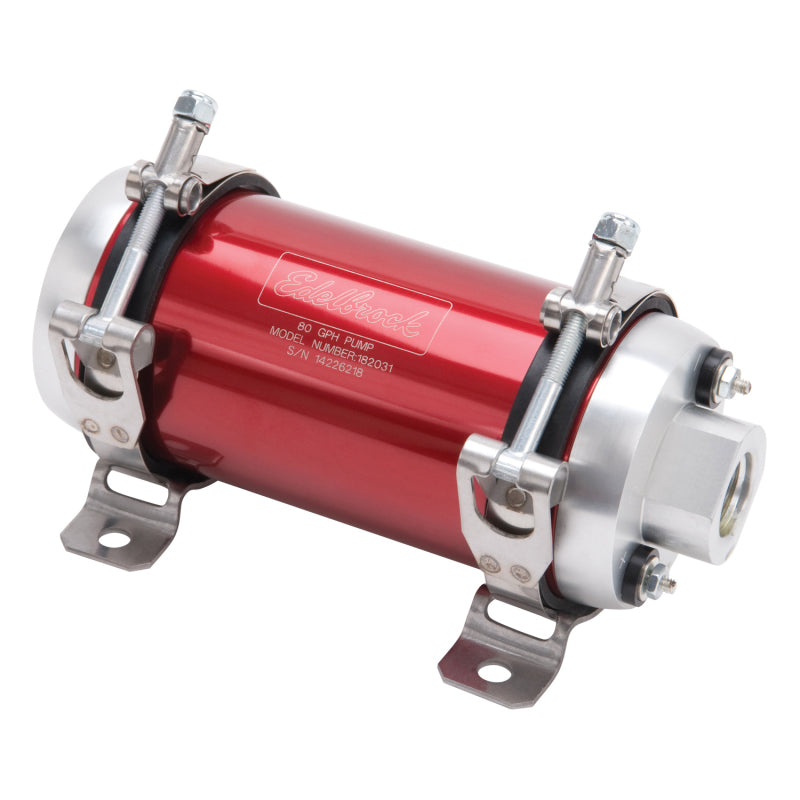 Edelbrock Fuel Pump Electric Quiet-Flo EFI 80 GPH -10 In -10 Out Red/Clear 182031 182031 Photo - Primary