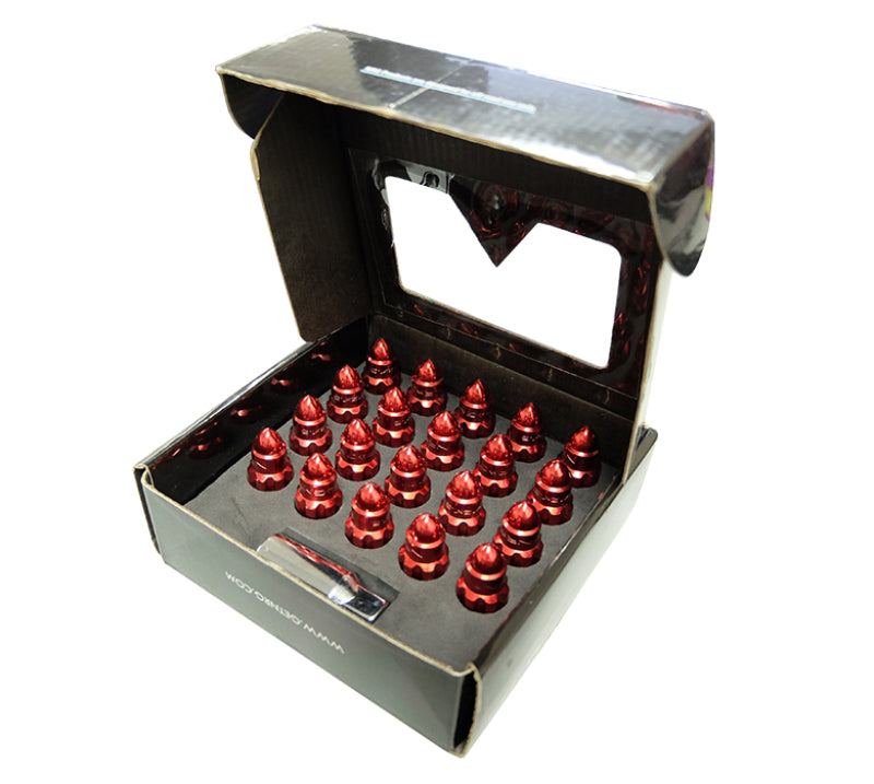 NRG M12 x 1.5 Steel Lug Nut Set  Bullet Shape 21 pc Red W/ Lock Key LN-LS500RD-21 Photo - Primary