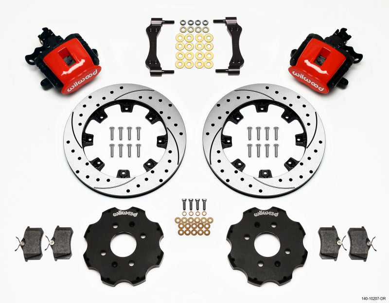 Wilwood Combination Parking Brake Rear Kit 12.19in Drilled Red Civic / Integra Disc 2.39 Hub Offset 140-10207-DR 140-10207-DR Photo - Primary