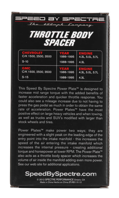 Spectre 86-95 GM 4.3L/5.0L/5.7L Throttle Body Injection Spacer 11252 11252 Photo - in package