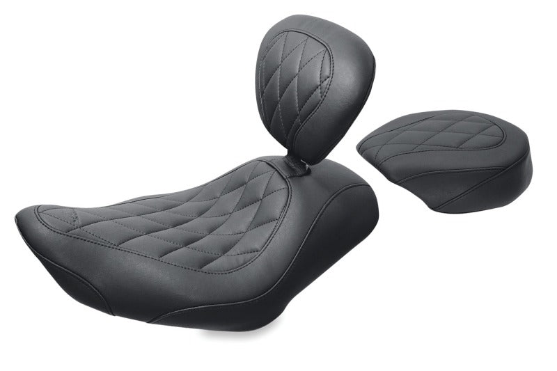 Mustang Motorcycle Mustang 04-21 Harley Wide Tripper Passenger Seat Diamond Stitch - Black 76729 76729 Photo - Primary