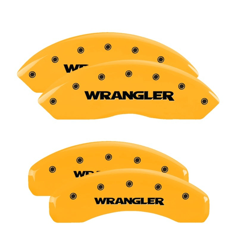 MGP 4 Caliper Covers Engraved Front & Rear WRANGLER Yellow finish black ch 42007SWRGYL 42007SWRGYL Photo - Primary