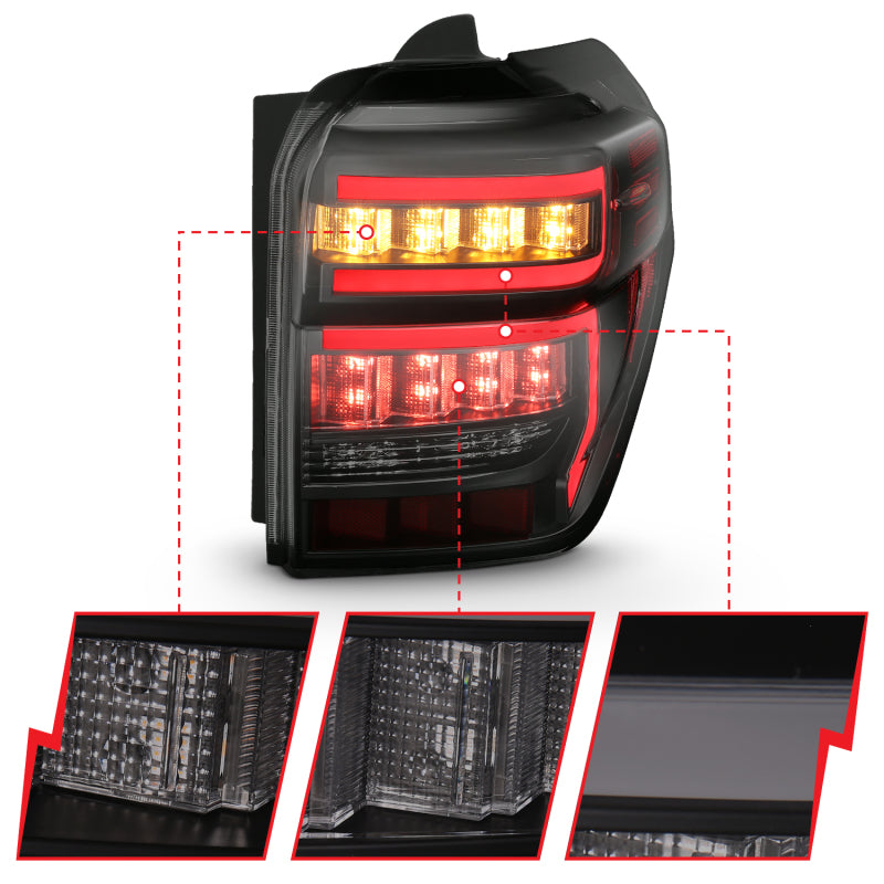 ANZO 2014-2020 Toyota 4Runner T.L Black Housing Smoke Lens Red Light Bar W/Sequential 311312 311312 Photo - Unmounted