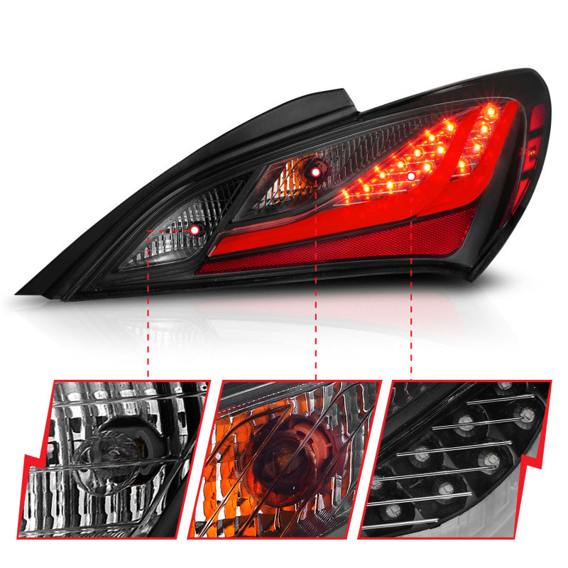 ANZO 10-13 Hyundai Genesis 2DR LED Taillights Smoke 321347 321347 Photo - Close Up