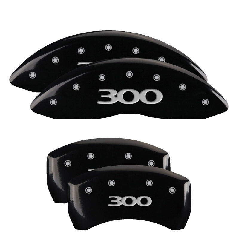 MGP 4 Caliper Covers Engraved Front & Rear 300 Black finish silver ch 32016S300BK 32016S300BK Photo - Primary