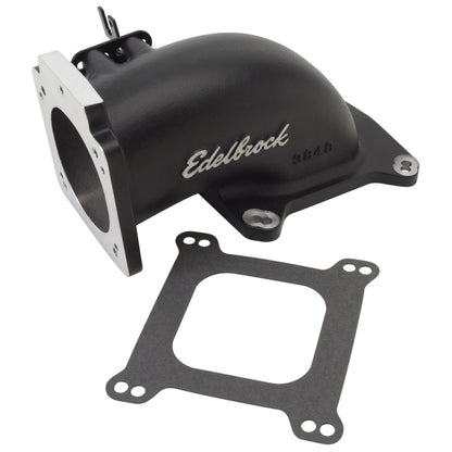 Edelbrock Low Profile Intake Elbow 90mm Throttle Body to Square-Bore Flange Black Finish 38483 38483 Photo - Primary