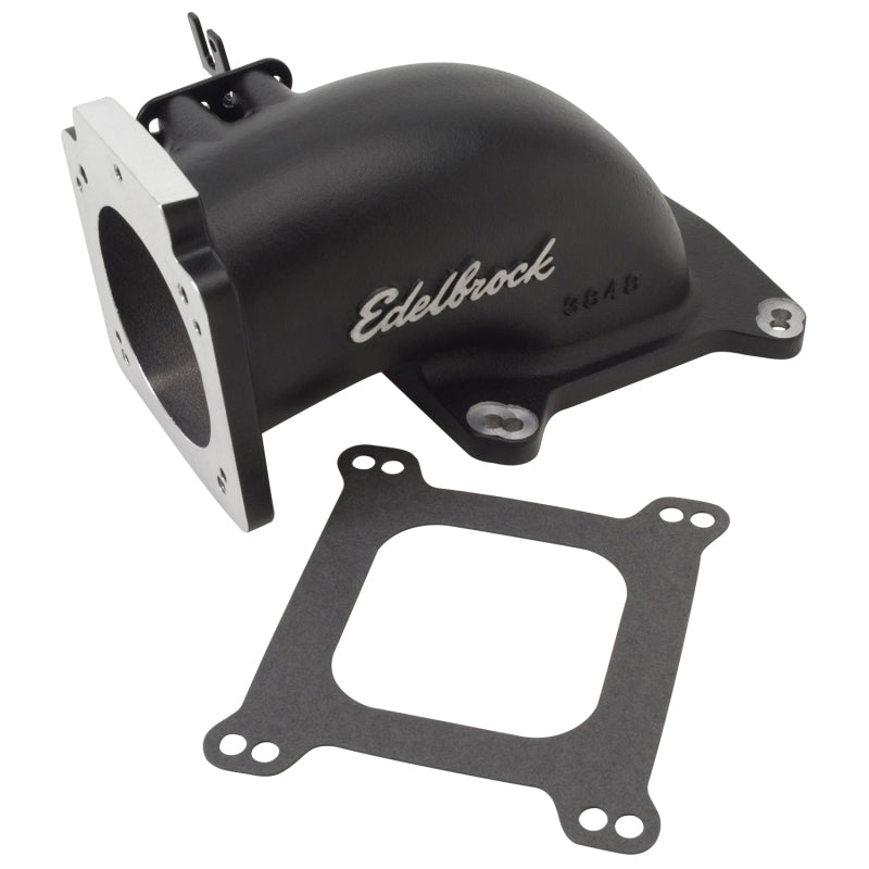 Edelbrock Low Profile Intake Elbow 90mm Throttle Body to Square-Bore Flange Black Finish 38483 38483 Photo - Primary