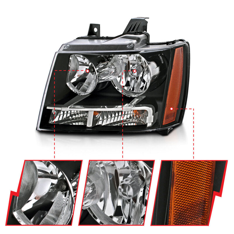 Anzo Chevy Tahoe /Suburban 07-14 Crystal Headlight Black 111392 Photo - Close Up