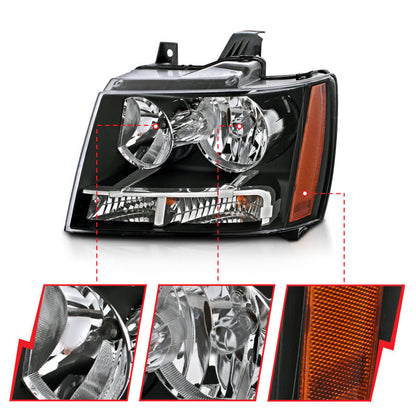 Anzo Chevy Tahoe /Suburban 07-14 Crystal Headlight Black 111392 Photo - Close Up