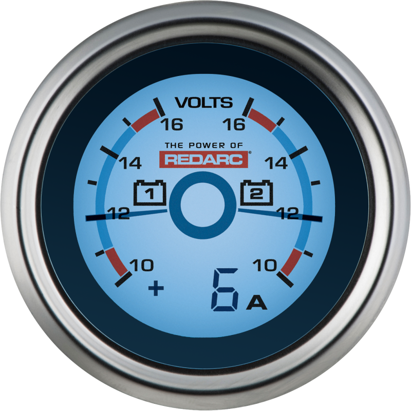 REDARC Dual Battery Voltage Gauge w/Optional Current Display - 52mm G52-VVA G52-VVA Photo - Primary