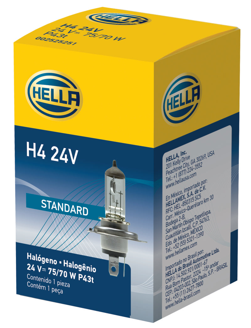 Hella H4 24V 75/70W P43t T4.625 Halogen Bulb (Min Order Qty 10) H4 24V H4 24V Photo - in package