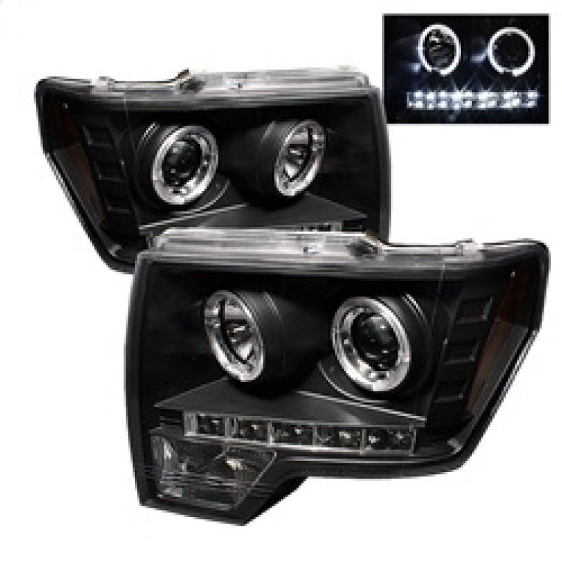 Spyder Ford F150 09-14 Projector Headlights Halogen Model- LED Halo LED Blk PRO-YD-FF15009-HL-BK 5010230 5010230 Photo - Primary