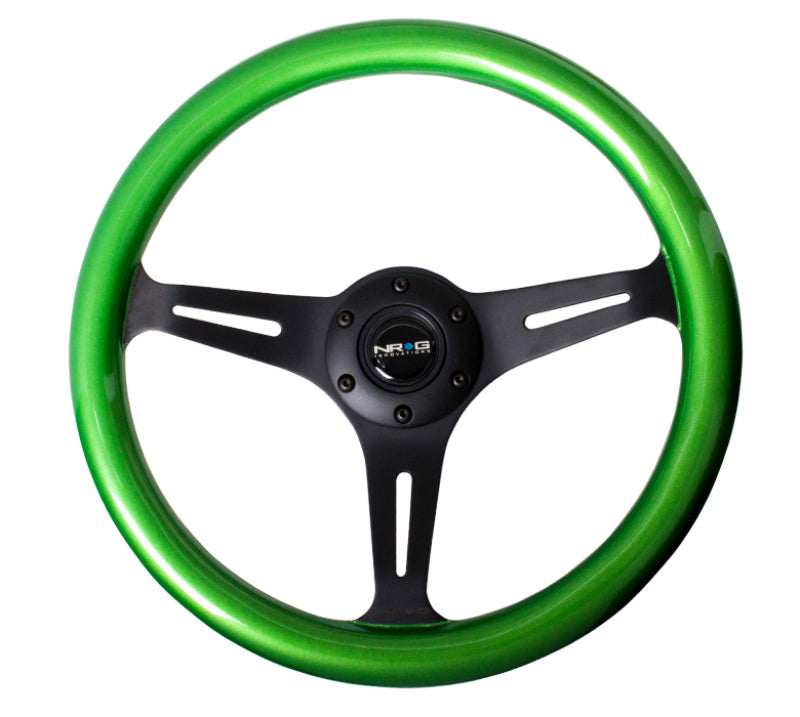 NRG ST-015 Black & Green Painted Wood Steering Wheel ST-015BK-GN Photo - Primary