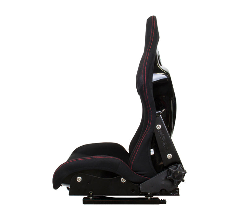 NRG Reclinable FRP Bucket Seat, Black Cloth, Red Stitching With Black Back RSC-400BK User 1