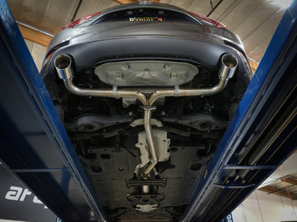 aFe Takeda 2-1/2in 304 SS Cat-Back Exhaust w/ Black Tips 14-18 Mazda 3 L4 2.0L/2.5L 49-37015-B 49-37015-B Photo - Mounted