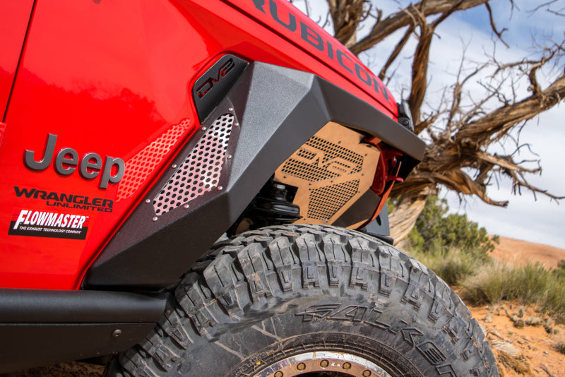 DV8 Offroad 2018+ Jeep Wrangler JL Armor Fenders w/ LED Turn Signal Lights FDJL-01 FDJL-01 Photo - Close Up