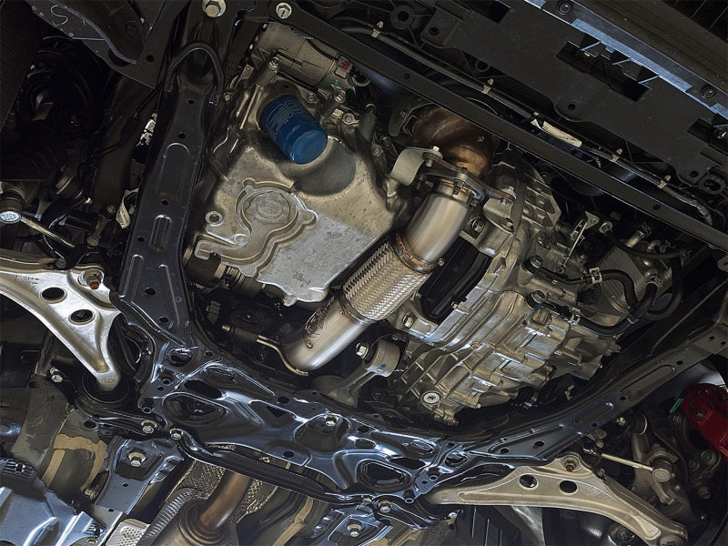 aFe Twisted Steel 3" Rear Down-Pipe/Mid-Pipe 17-18 Honda Civic Type R 2.0L 49-36617 Photo - Mounted