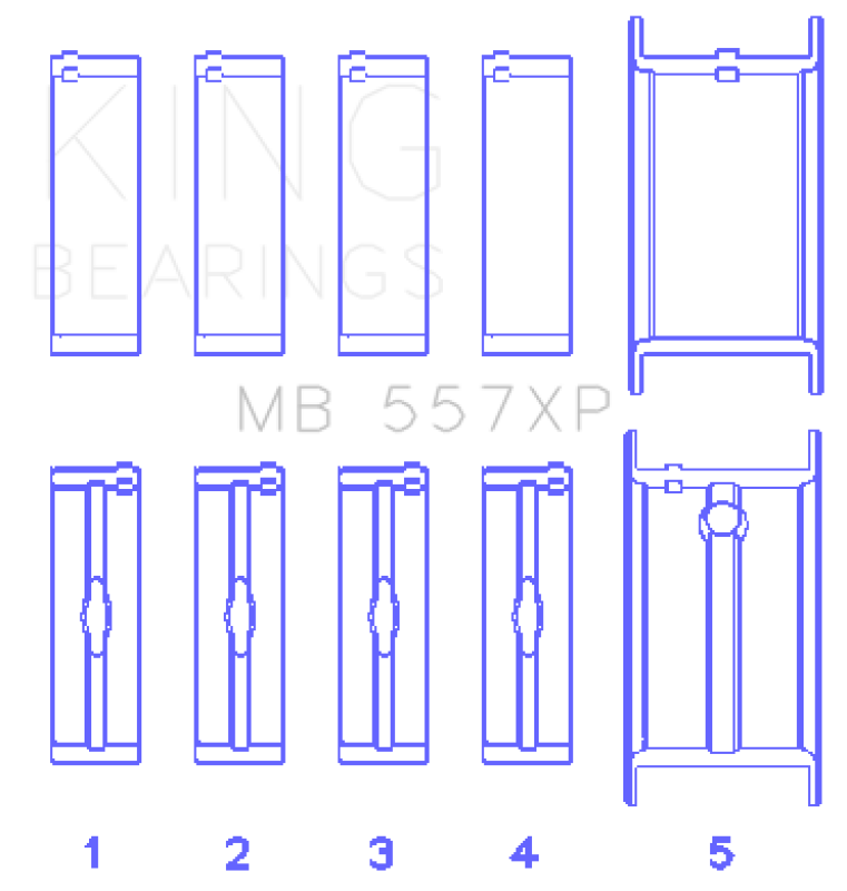 King Engine Bearings General Motors 262/267/302/307/327/350 (Size STDX) Main Bearing Set MB557XPSTDX MB557XPSTDX Photo - Primary