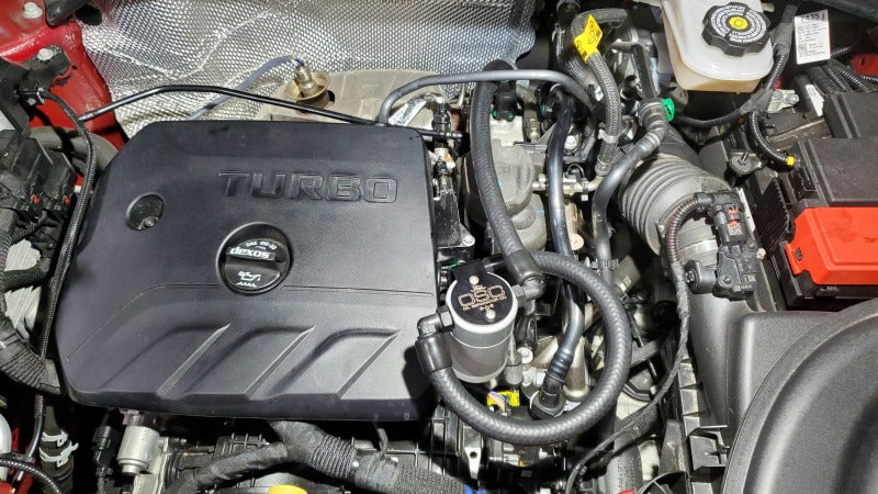 J&L 20-23 Buick Encore GX / Chevrolet Trailblazer Driver Side Oil Separator 3.0 - Clear Anodized 3090D-C 3090D-C Photo - Mounted