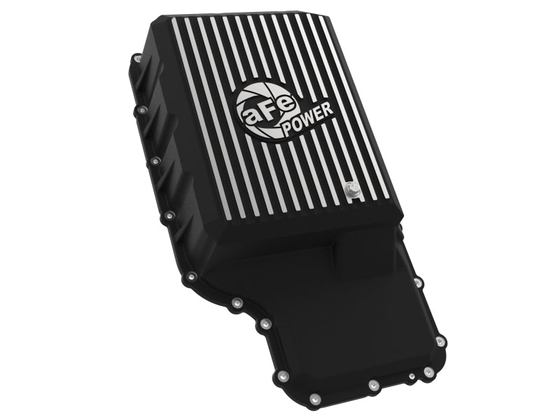 aFe 20-21 Ford Truck w/ 10R140 Transmission Pan Black POWER Street Series w/ Machined Fins 46-71220B 46-71220B Photo - Unmounted