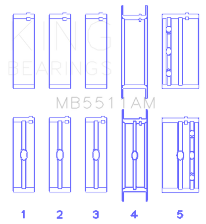 King Engine Bearings King GM V8 OHV 16 Valve (Size STD) Main Bearing Set MB5511AM MB5511AM Photo - Primary