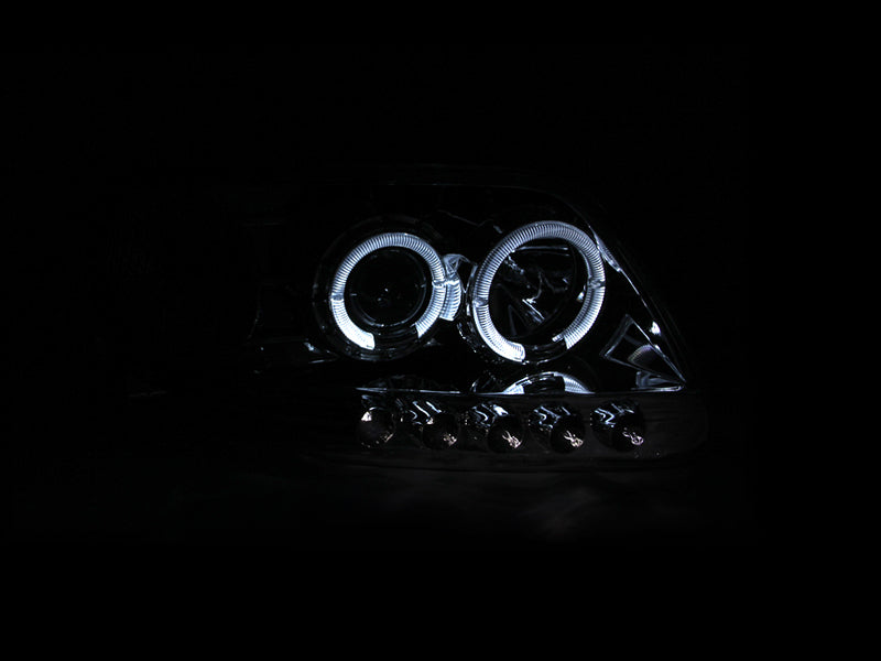 Anzo 1997.5-2003 Ford F-150 Projector Headlights w/ Halo and LED Chrome 1pc 111032 Photo - Mounted