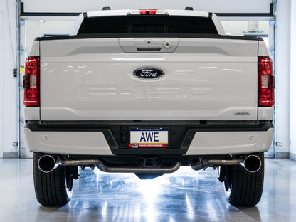 AWE Tuning AWE 0FG 21+ Ford F150 Dual Split Rear Exhaust - 5in Chrome Silver Tips 3015-32105 3015-32105 Photo - Mounted