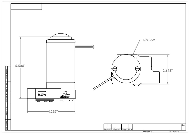 Aeromotive H/0 Fuel Pump - 3/8 NPT 11209 Technical Drawing