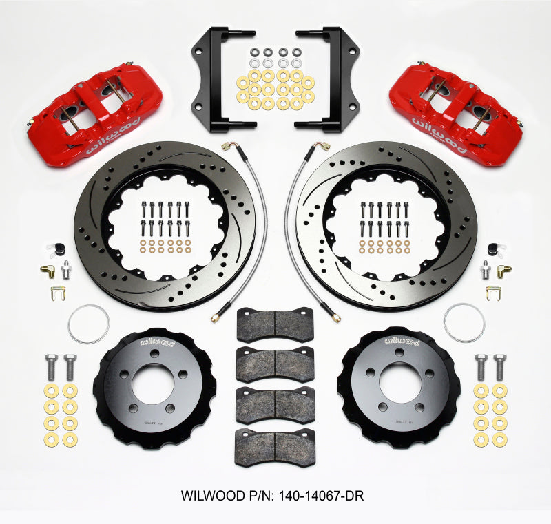 Wilwood AERO6 Front Hat Kit 14.25 Drilled Red 2014-Up Challenger w/Lines 140-14067-DR 140-14067-DR Photo - Primary