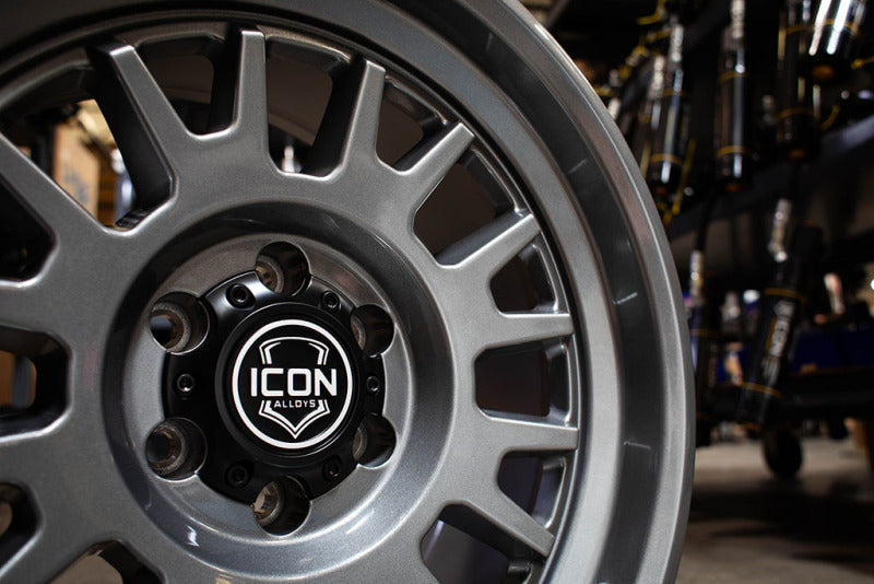 ICON Anza 17x8.5 6x5.5 0mm Offset 4.75in BS 106.1mm Hub Bore Gun Metal Wheel 8217858347GM